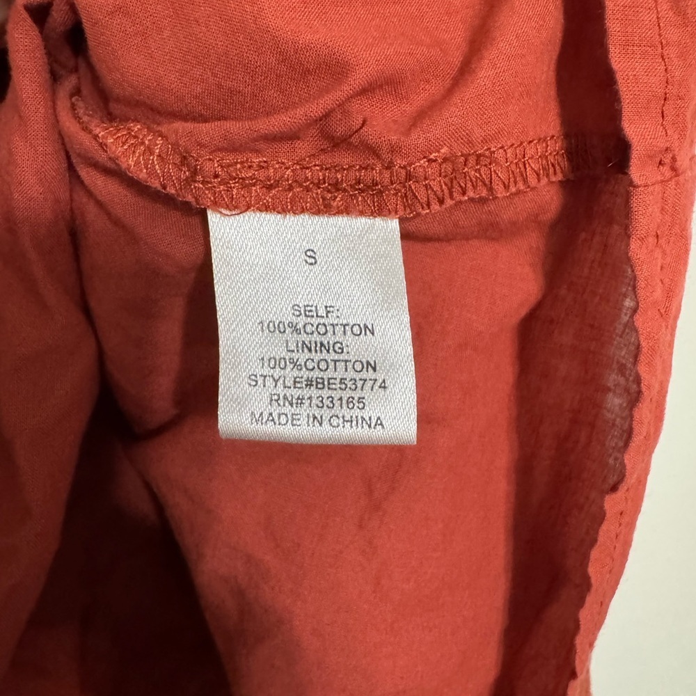 Altar’d State Cotton Tiered V Neck Mini Dress in Burnt Orange - Picture 7 of 8